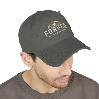Forged Embroidered Distressed Dad Hat – Rustic Hammer Logo Cap