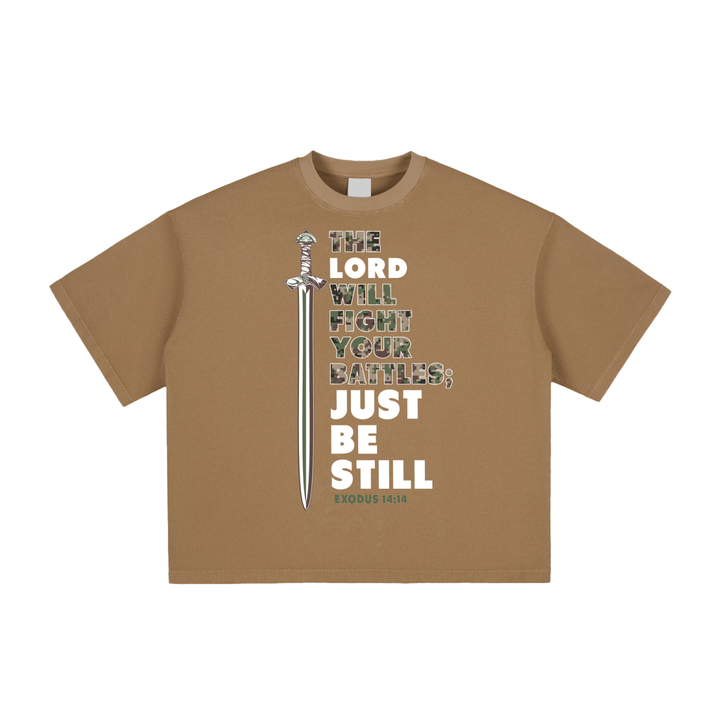 be still,go forth,Final Men's,foght your battles, Exodus 33:3,Christian T-shirt