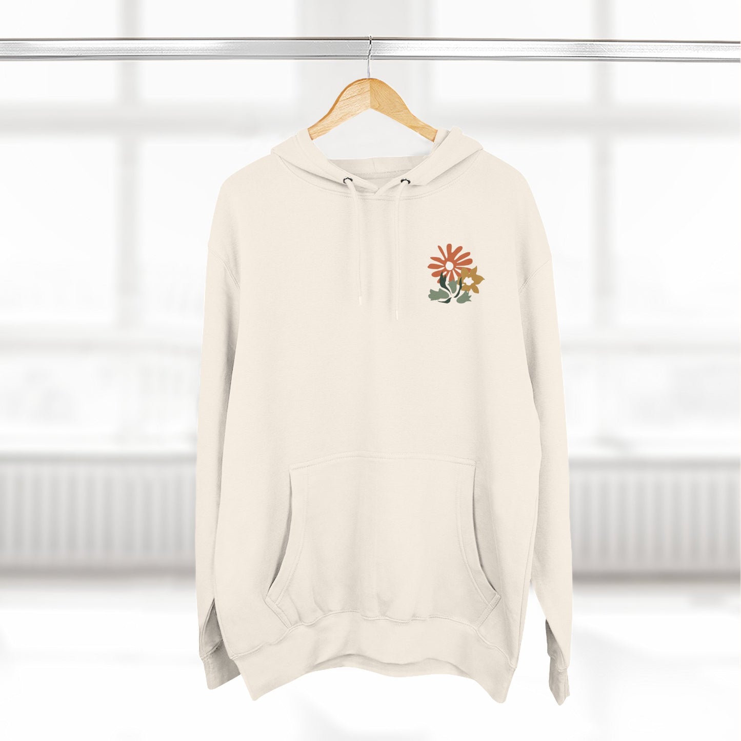 Grateful & Blessed Floral Fleece Hoodie, Cozy Pullover for Fall,