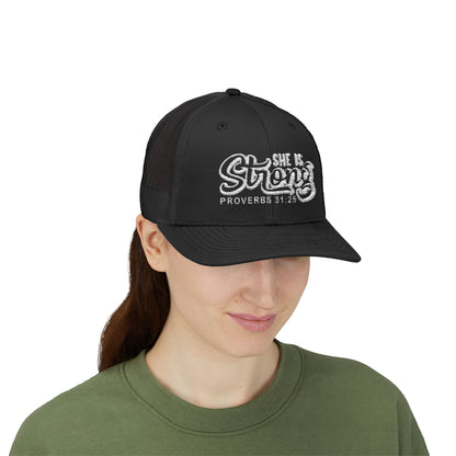 SHE IS STRONG Trucker Cap - Proverbs 31: 25