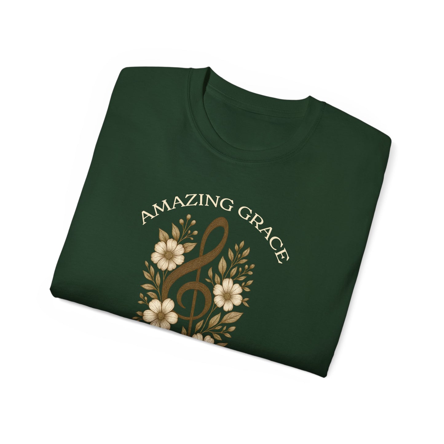 AMAZING GRACE HOW SWEET THE SOUND Floral Gratitude Tee, Inspirational Cotton Shirt for Everyday Wear, Grateful, Blessed, Gift Idea for Friends, Spring Fashion