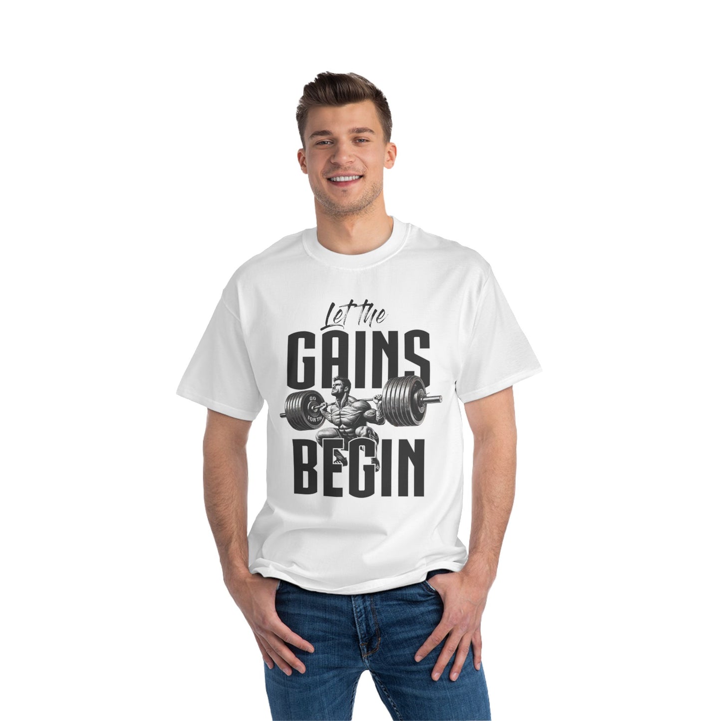 LET THE GAINS BEGIN Beefy-T®  Short-Sleeve T-Shirt