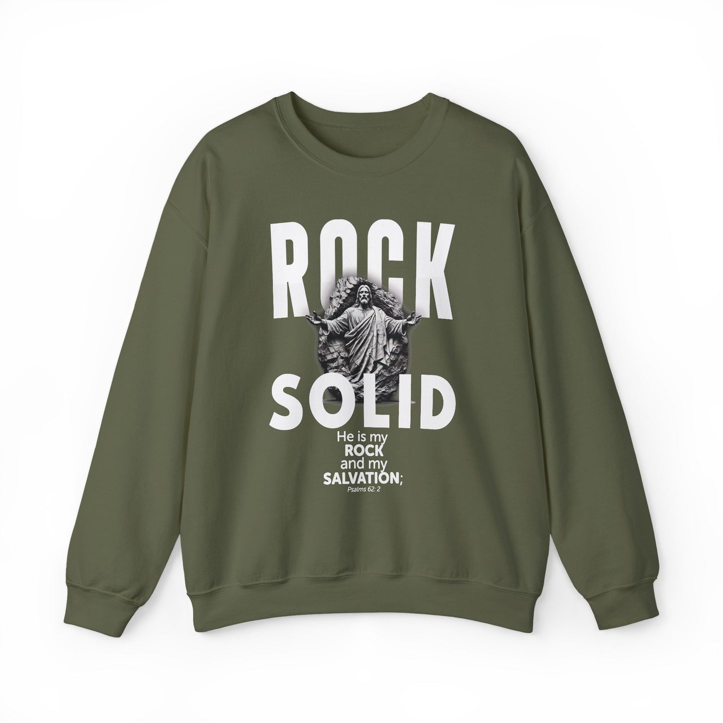 ROCK SOLID -  GOD IS MY ROCK AND MY SALVATION Crewneck Sweatshirt