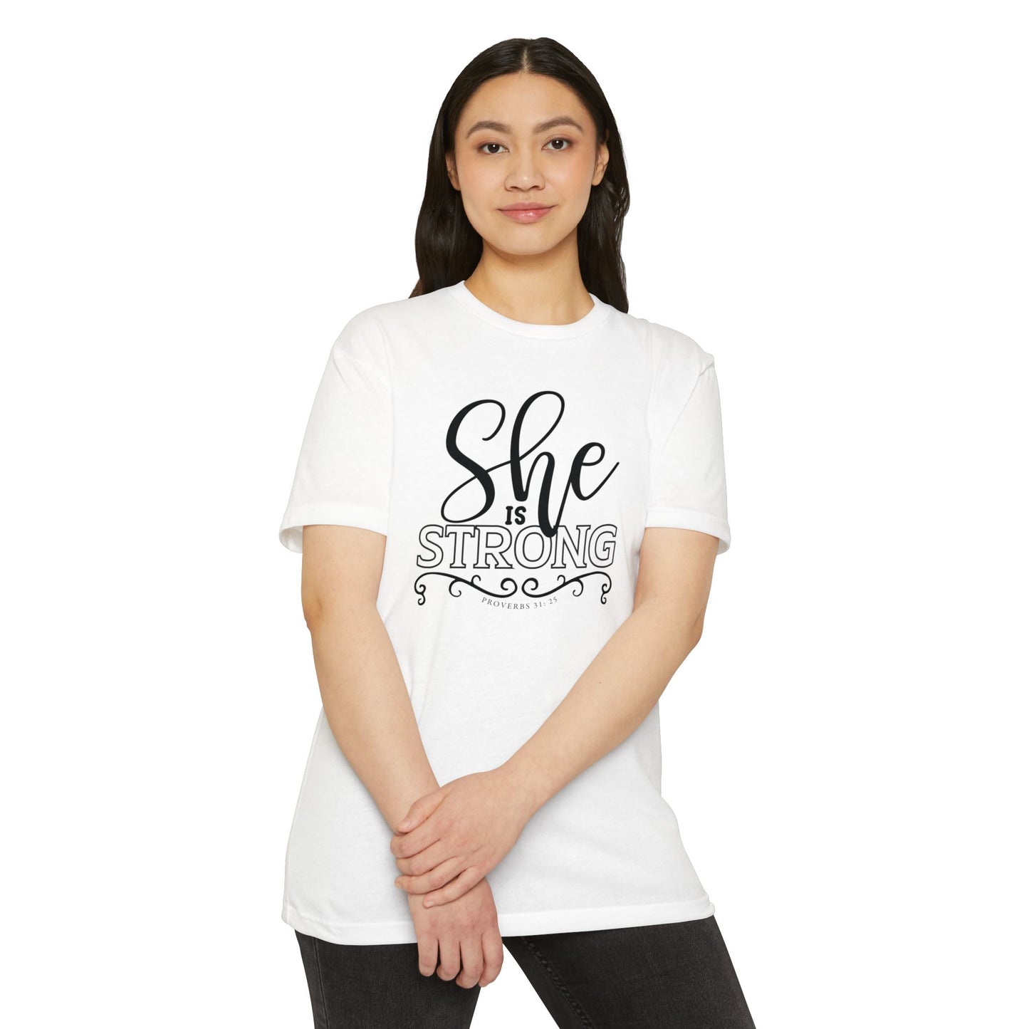 SHE IS STRONG Unisex CVC Jersey T-shirt