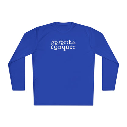 GO FORTH AND CONQUER HORIZ STACKED Unisex Moisture-wicking Lightweight Long Sleeve Tee