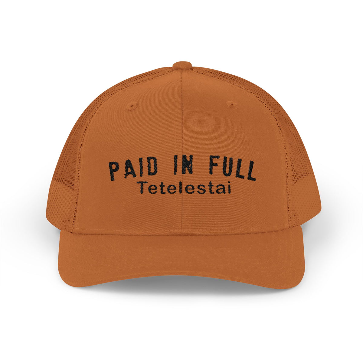 PAID IN FULL Snapback Trucker Cap - WHITE EMBROIDERY