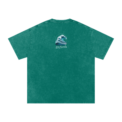 HE IS MIGHTIER THAN THE WAVES Acid Wash Oversize T-Shirt - 250 GSM