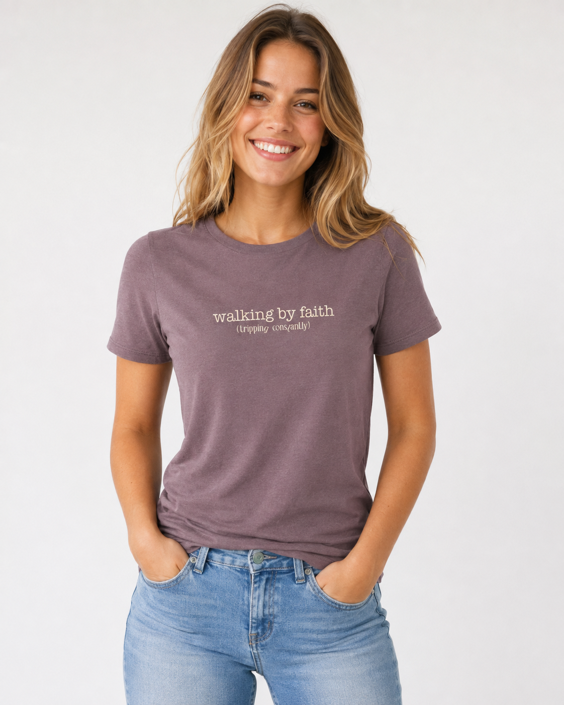 WALKING BY FAITH (tripping constantly) T-SHIRT