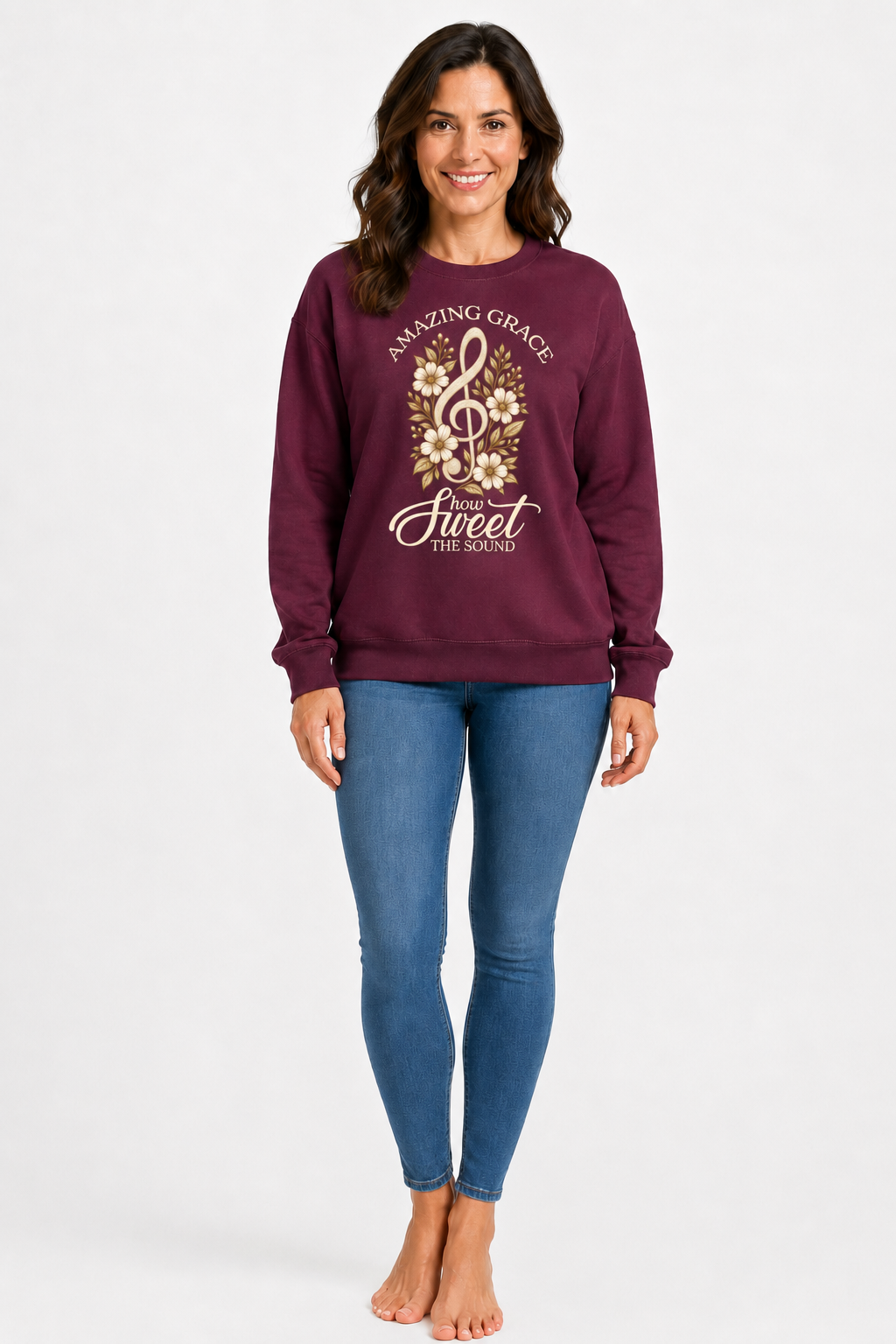 AMAZING GRACE DEEP PLUMB CREWNECK SWEATSHIRT