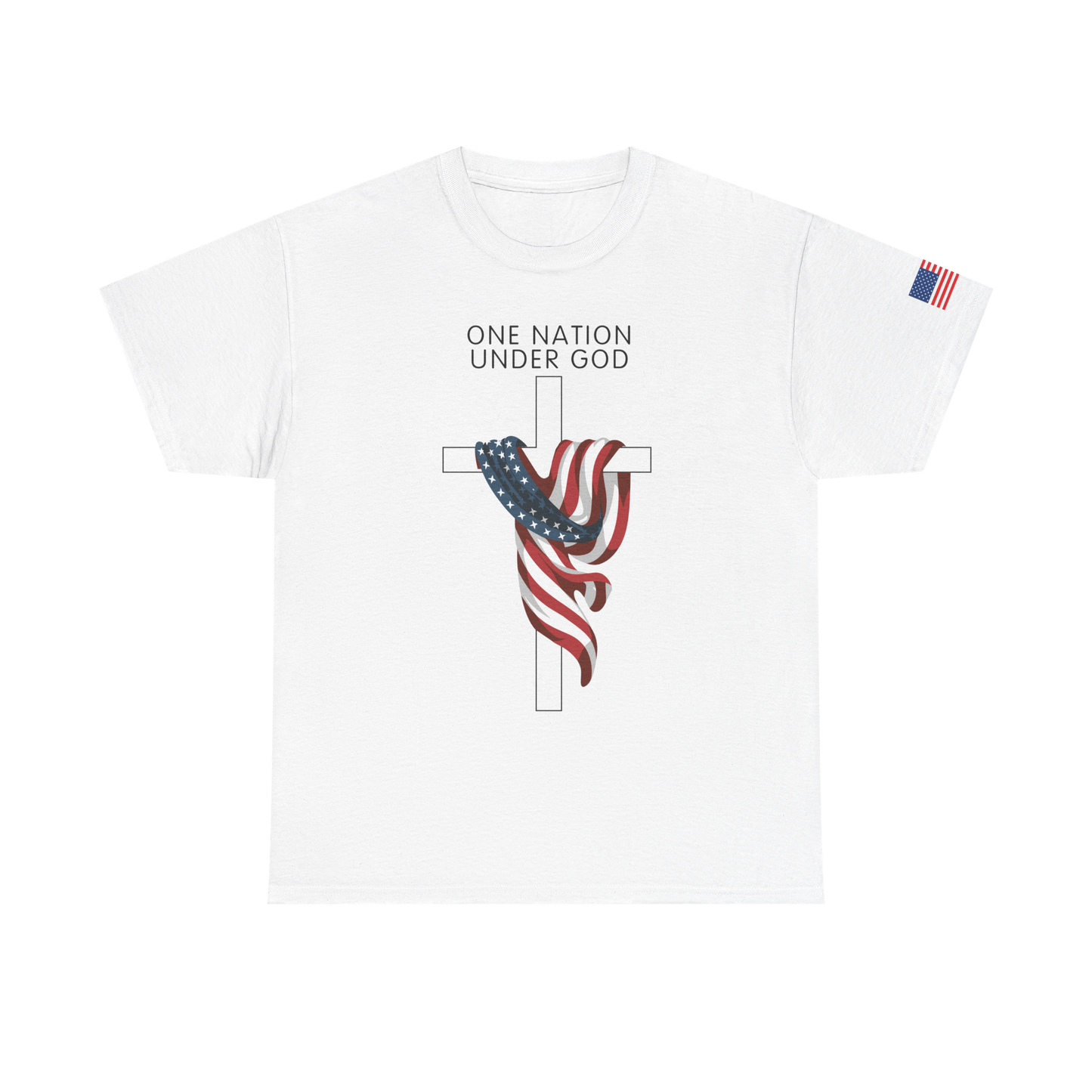 ONE NATION UNDER GOD FLAG CROSS T-shirt