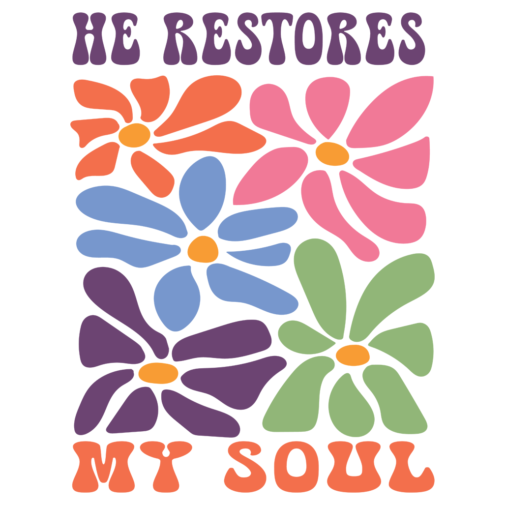 HE RESTORES MY SOUL FLORAL - T SHIRT
