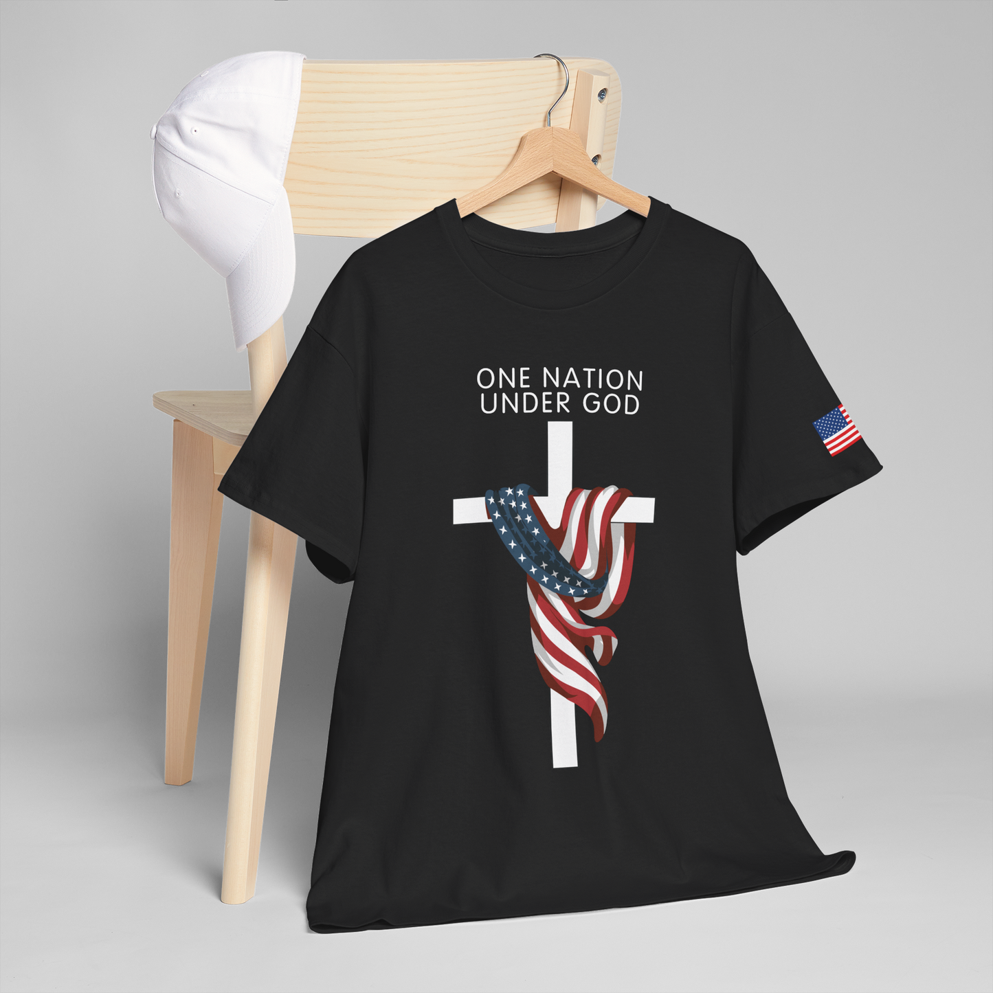 ONE NATION UNDER GOD FLAG CROSS T-shirt