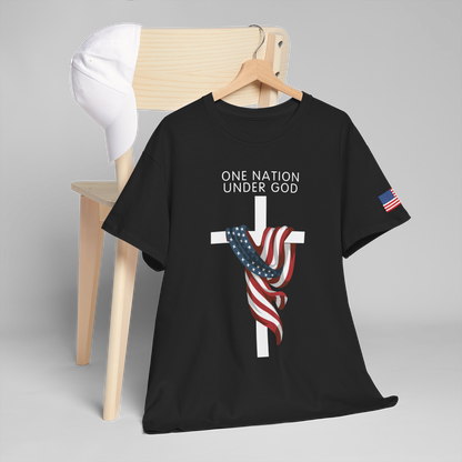 ONE NATION UNDER GOD FLAG CROSS T-shirt