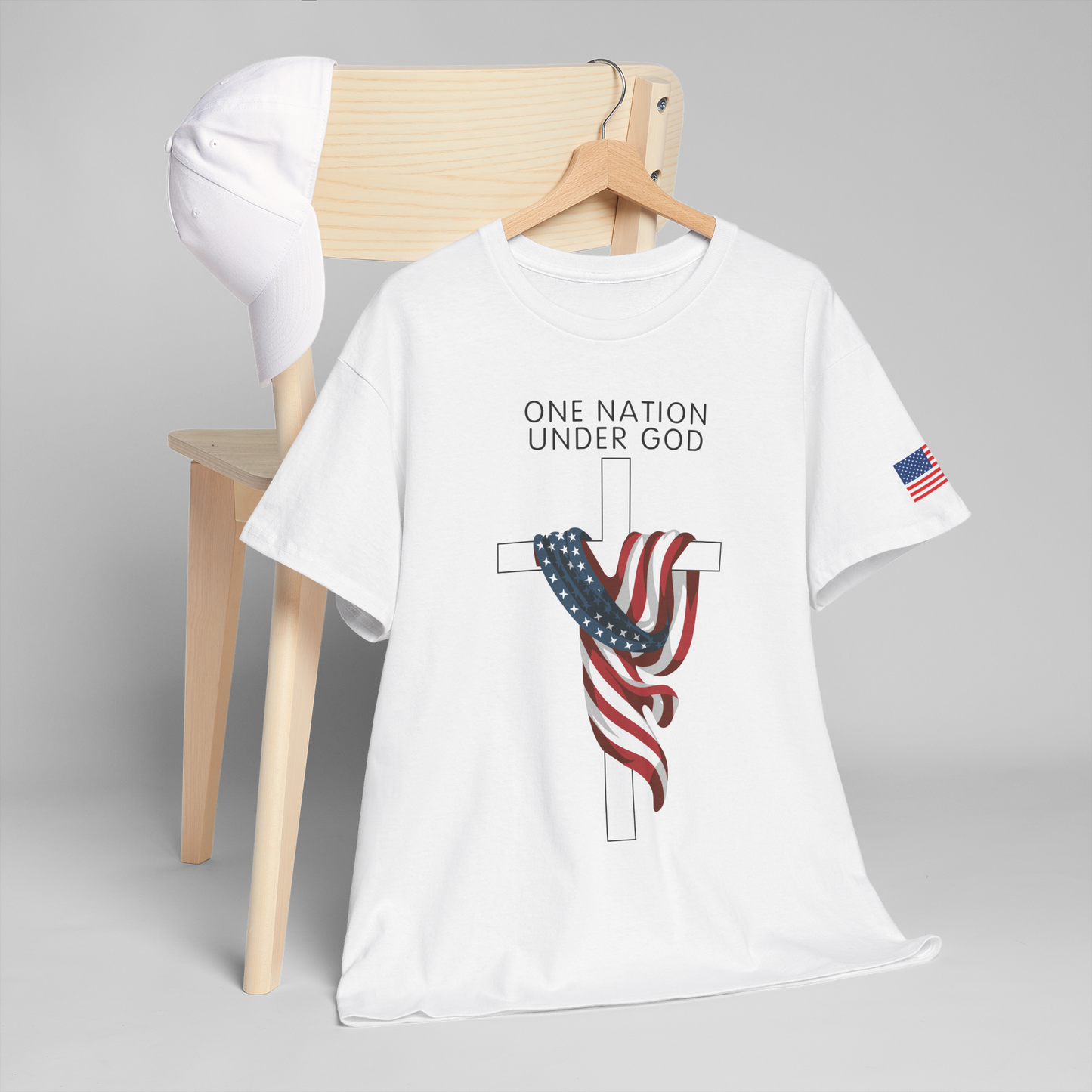 ONE NATION UNDER GOD FLAG CROSS T-shirt