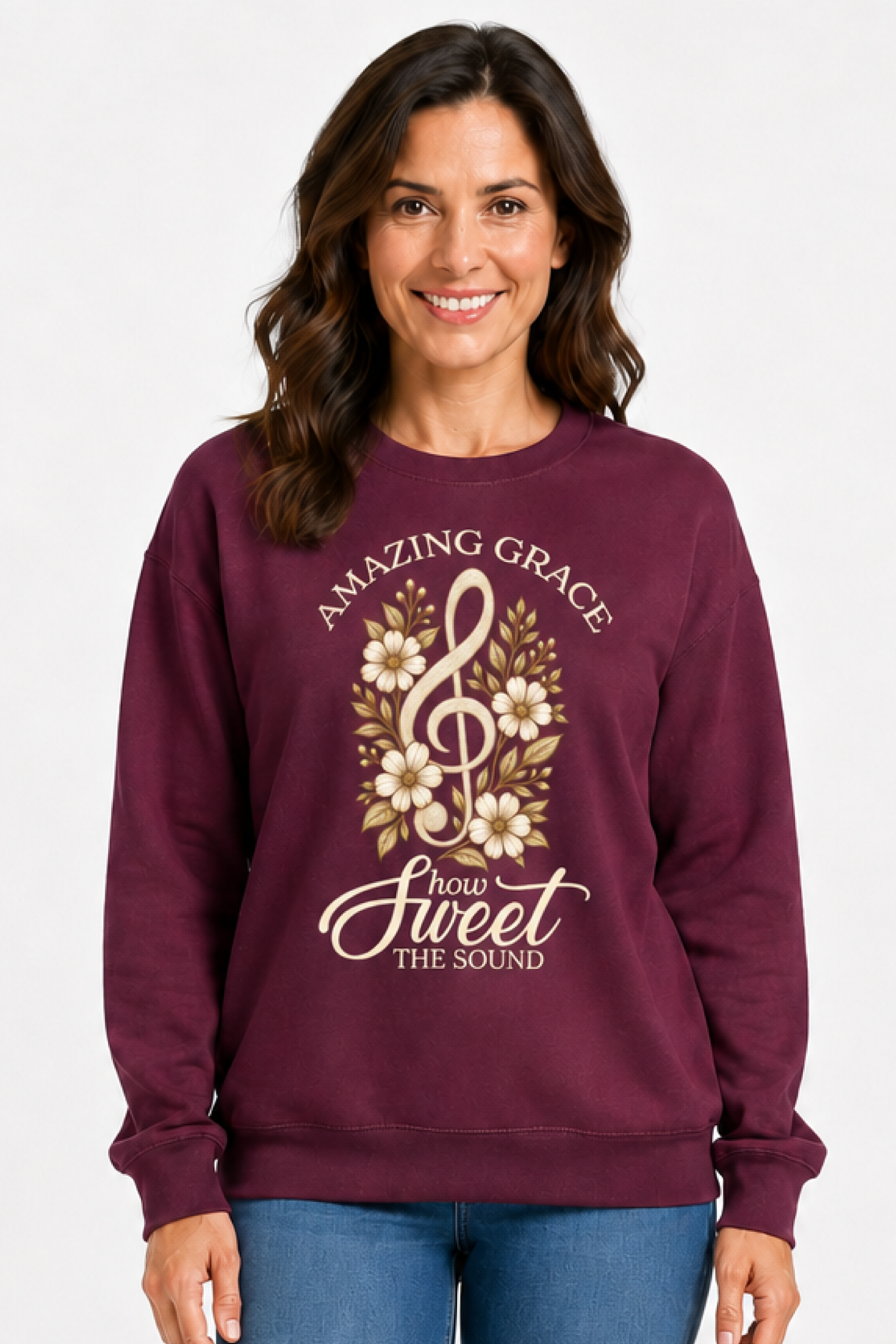 AMAZING GRACE DEEP PLUMB CREWNECK SWEATSHIRT
