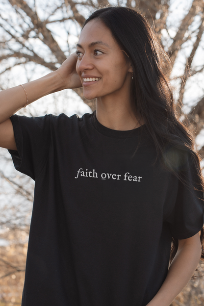 FAITH OVER FEAR TEXT Unisex T-shirt