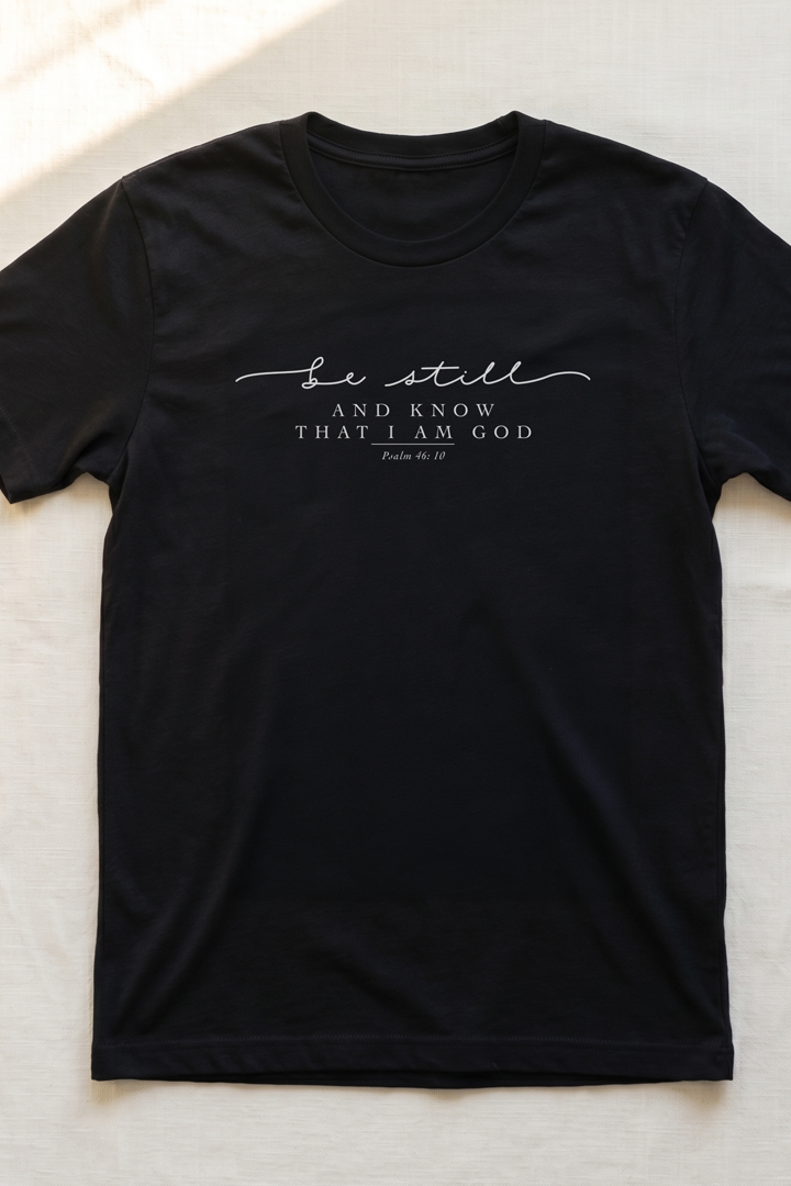 BE STILL AND KNOW I AM GOD HAND SCRIPT T-shirt