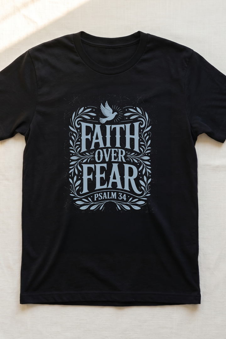 FAITH OVER FEAR floral T-shirt