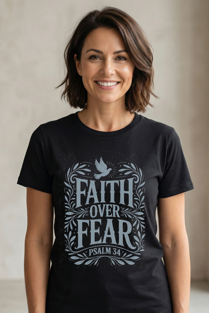 FAITH OVER FEAR floral T-shirt