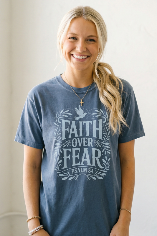 FAITH OVER FEAR floral T-shirt