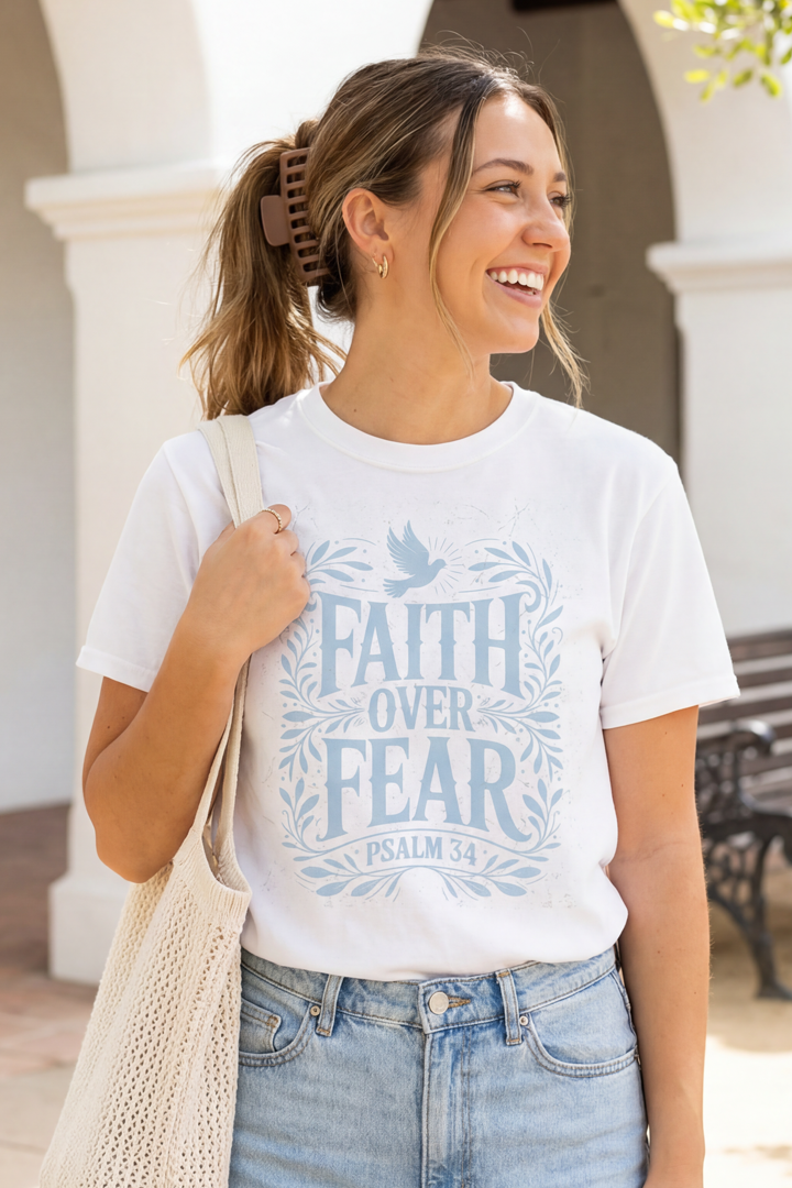 FAITH OVER FEAR floral T-shirt