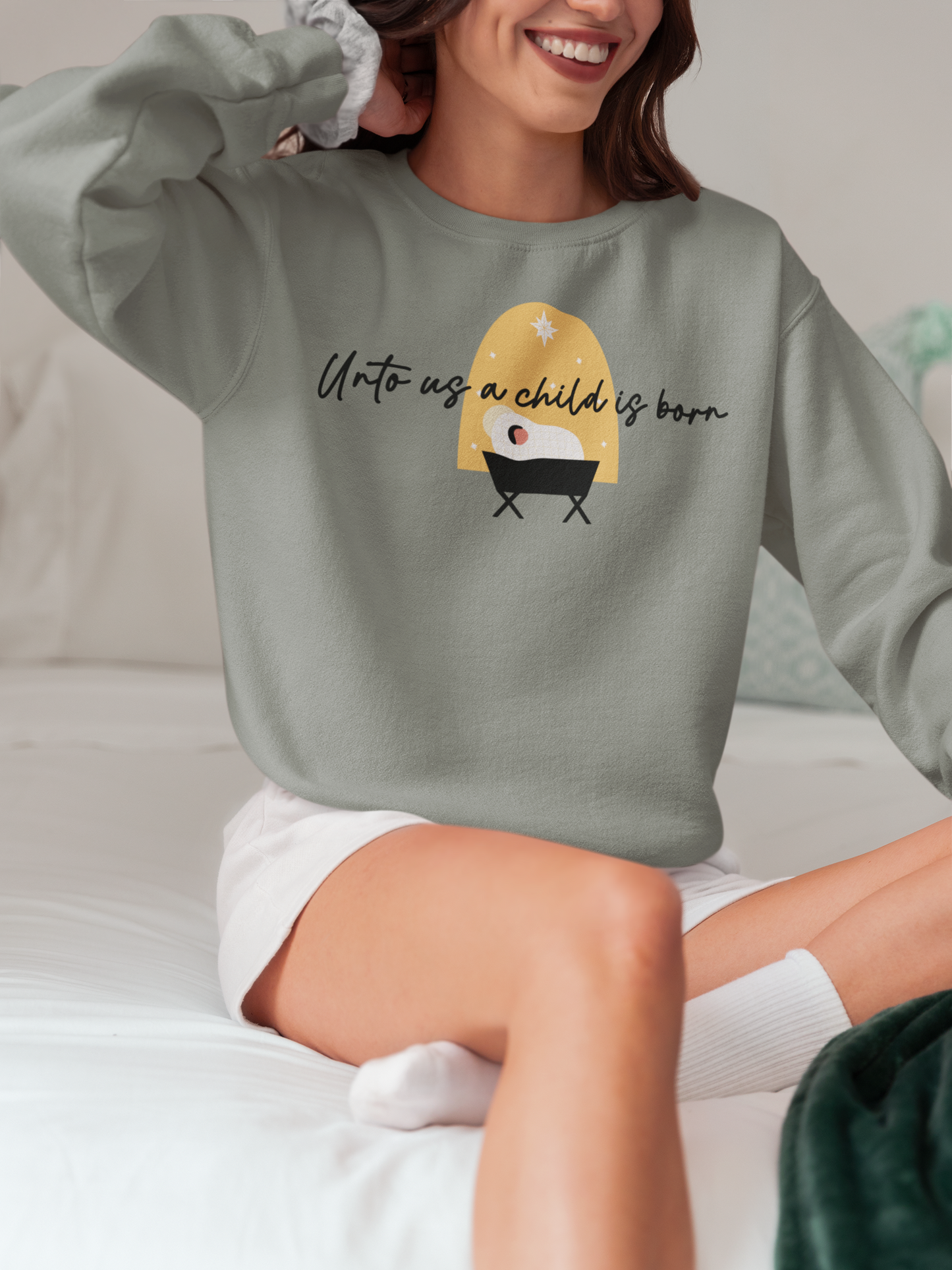UNTO US A CHILD IS BORN Crew Neck Sweatshirt