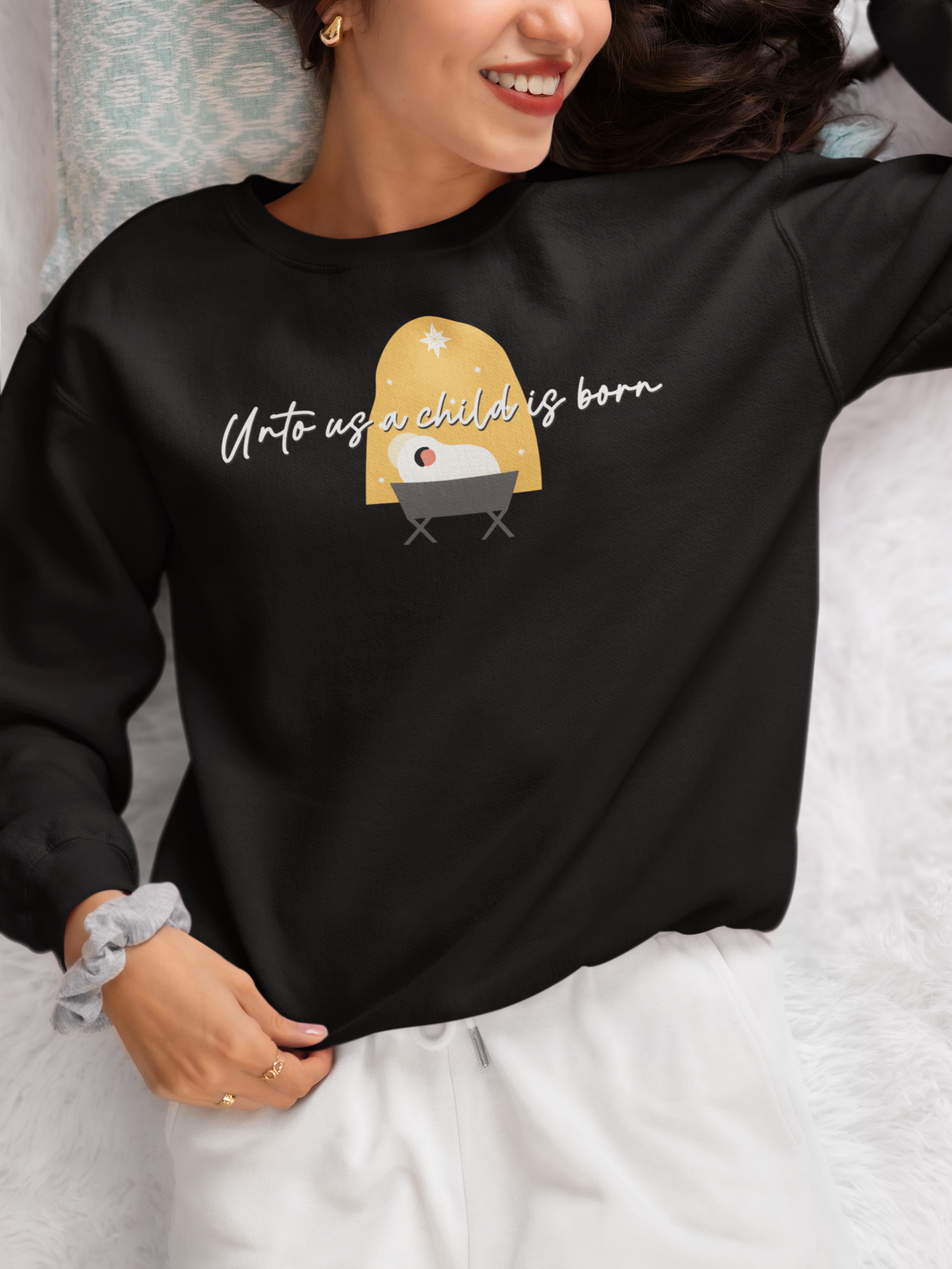 UNTO US A CHILD IS BORN Crew Neck Sweatshirt