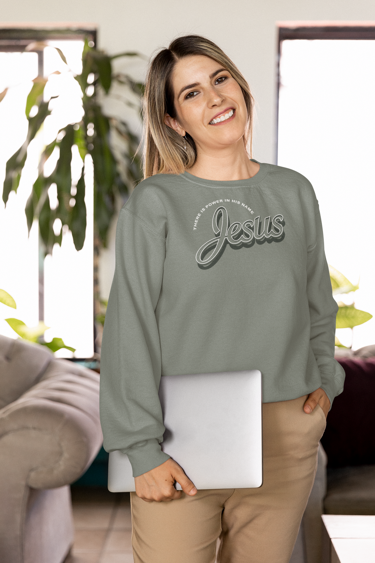 JESUS - THERE IS POWER IN HIS HAME Unisex Crew Neck Sweatshirt