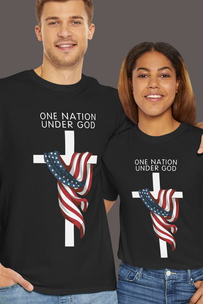 ONE NATION UNDER GOD FLAG CROSS T-shirt