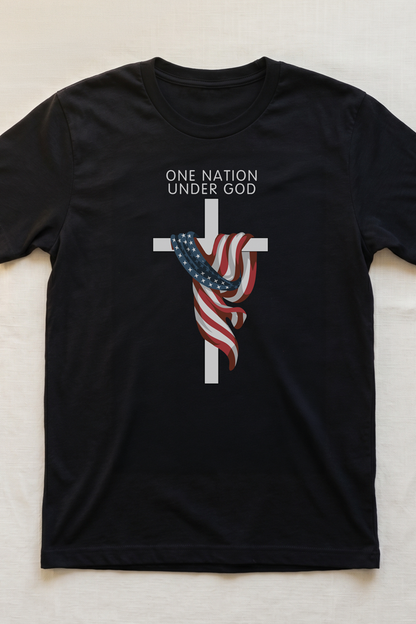 ONE NATION UNDER GOD FLAG CROSS T-shirt