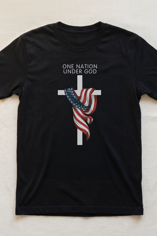 ONE NATION UNDER GOD FLAG CROSS T-shirt