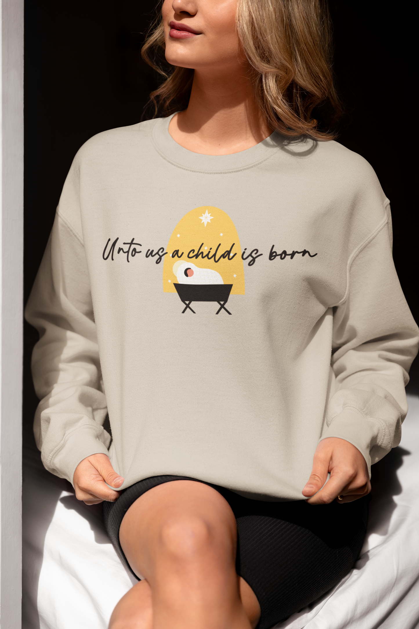 UNTO US A CHILD IS BORN Crew Neck Sweatshirt