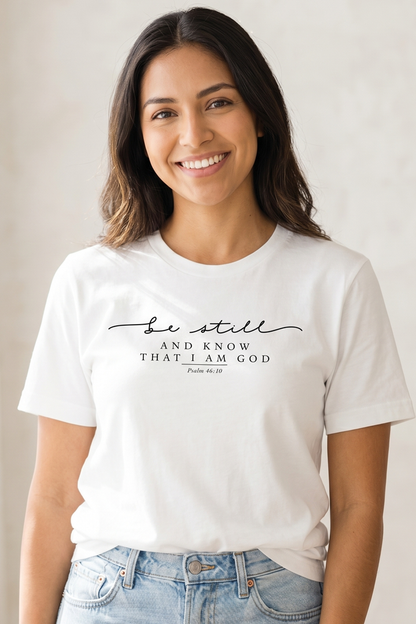 BE STILL AND KNOW I AM GOD HAND SCRIPT T-shirt