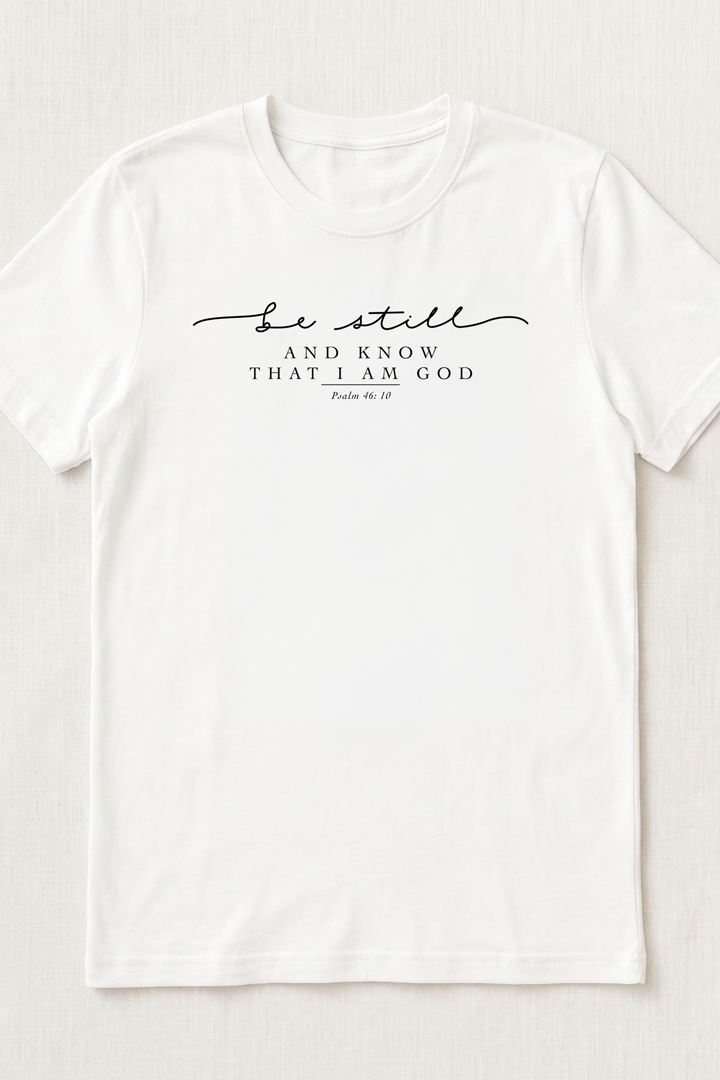 BE STILL AND KNOW I AM GOD HAND SCRIPT T-shirt