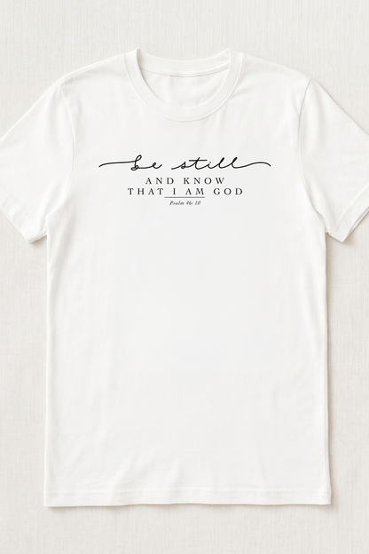 BE STILL AND KNOW I AM GOD HAND SCRIPT T-shirt